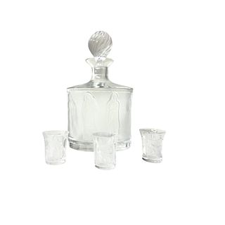 Lalique Crystal Decanter an 3 Small Glasses
