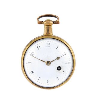 An open face pocket watch by Thomas Welter. Yellow metal case. Numbered 5941. Signed key wind full p