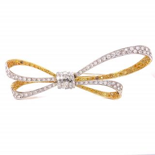 5.75 Ct. Fancy Yellow And White Diamond Bow Pin