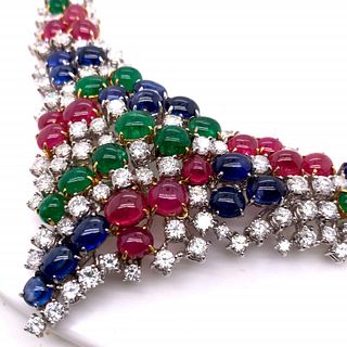 Ruby, Emerald, And Sapphire Necklace