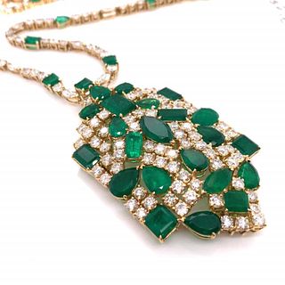 50.00 Ct. Emerald And Diamond Necklace
