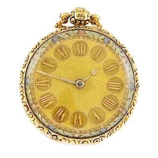 An open face pocket watch by John Taylor. 18ct yellow gold case, hallmarked London 1825. Signed key