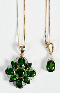 Two Chrome Diopside Pendants