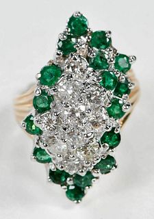 14kt. Diamond and Emerald Ring 