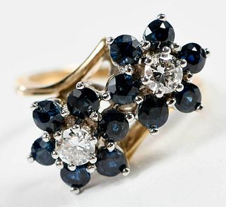 14kt. Diamond and Sapphire Ring