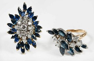 Two 14kt. Sapphire and Diamond Rings
