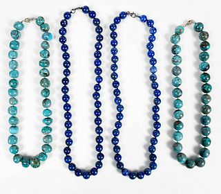 Four Silver Gemstone Bead Necklaces