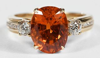 14kt. Garnet and Diamond Ring