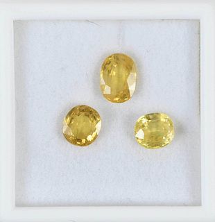 Three Loose Yellow Sapphire Gemstones