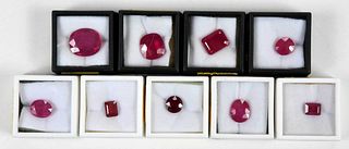 Nine Loose Glass Filled Ruby Gemstones 