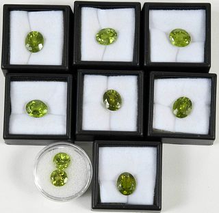 Nine Loose Peridot Gemstones