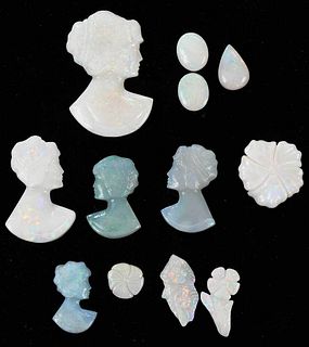 Twelve Assorted Loose Carved and Cabochon Opals