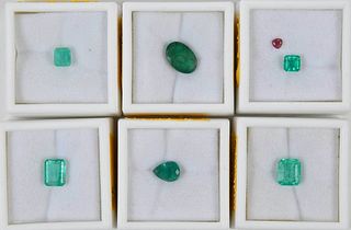 Six Loose Emerald Gemstones