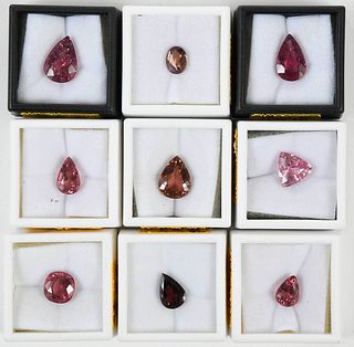 Nine Loose Pink Tourmaline Gemstones
