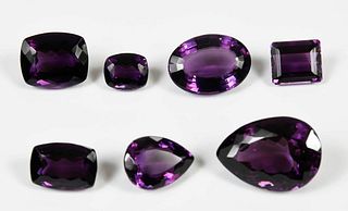 Seven Loose  Amethyst Gemstones