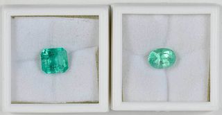 Two Loose Emerald Gemstones