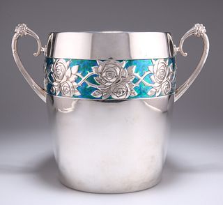 A LARGE GERMAN ART NOUVEAU SILVER-PLATED AND ENAMEL ICE BUC