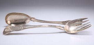 A PAIR OF VICTORIAN SILVER SALAD SERVERS, by Henry John Lia
