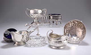 A GROUP OF SILVER, including a George III cream jug, London