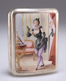 AN EARLY 20TH CENTURY CONTINENTAL SILVER AND ENAMEL CIGARET