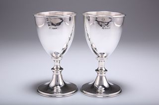 A PAIR OF ELIZABETH II SILVER IMPORT GOBLETS, imported by I