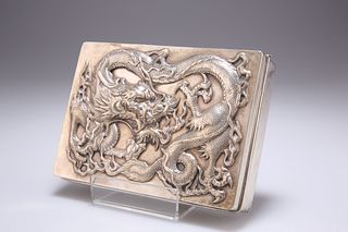 A LARGE CHINESE EXPORT SILVER CIGARETTE BOX, by Wang Hing &