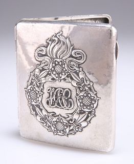 A FINE ARTS AND CRAFTS SILVER CIGARETTE CASE, by Omar Ramsd
