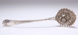 A GEORGE III SILVER SIFTING SPOON, by Thomas Tookey, London