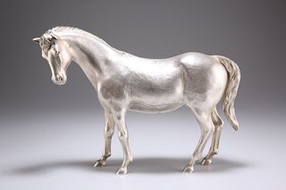 AN ELIZABETH II CAST SILVER MODEL OF A HORSE, by Charles Fo