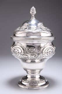 A LARGE GEORGE III SILVER SWEETMEAT BOWL AND COVER, by Geor