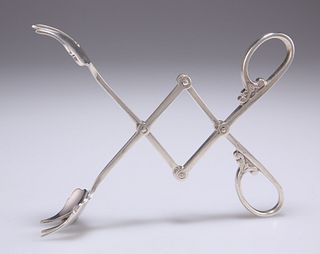 A PAIR OF CARTIER STERLING SILVER ICE TONGS, with concertin