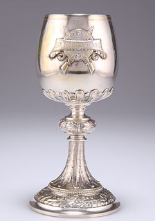 A CONTINENTAL WHITE-METAL GOBLET, stamped 800, the bowl wit