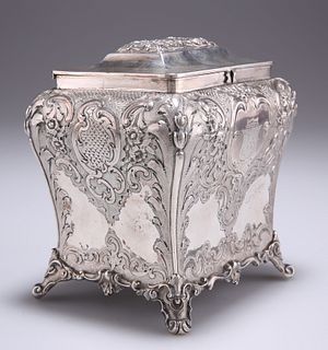 A LARGE VICTORIAN SCOTTISH SILVER TEA CADDY, by John Muirhe