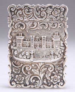 A VICTORIAN SILVER 'CASTLE-TOP' CARD CASE, by Frederick Mar