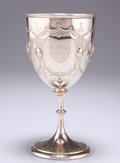 A CONTINENTAL WHITE-METAL GOBLET, LATE 19TH CENTURY, the ov