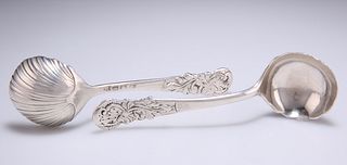 A PAIR OF GEORGE II ROCOCO SILVER SAUCE LADLES, by Peter Ta