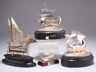TWO FOREIGN SILVER MODELS OF SHIPS, stamped 800 and 925 res