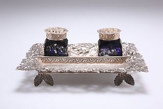 AN EARLY VICTORIAN SILVER INKSTAND, by Joseph Willmore, Bir