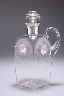AN ARTS AND CRAFTS SILVER-COLLARED DECANTER, PROBABLY BY JA