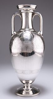 A LARGE VICTORIAN GRECIAN REVIVAL SILVER VASE, by Edward & 