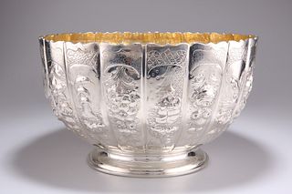 A LARGE VICTORIAN SILVER 'CHINOISERIE' PUNCH BOWL, by Franc