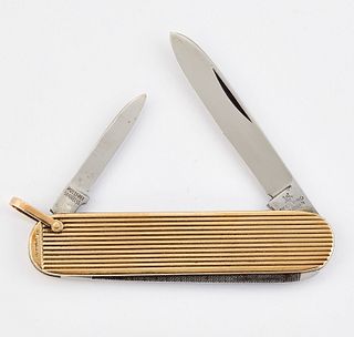 A 9CT GOLD CASED PENKNIFE, hallmarked import London 1966. L