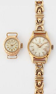 A LADY'S OMEGA BRACELET WATCH, AND AN EMPEROR WATCH HEAD, c