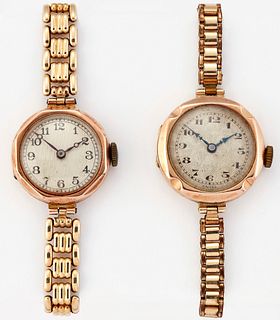 TWO LADY'S BRACELET WATCHES, circular silver dial with blac