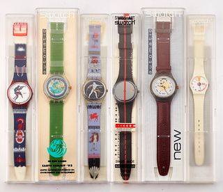 SIX ASSORTED SWATCH WATCHES, comprising two Automatic 38mm 