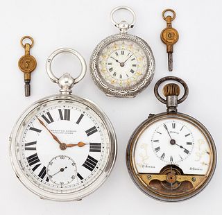 A GROUP OF THREE VARIOUS POCKET WATCHES, the first a Sterli
