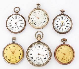 A GROUP OF SIX ASSORTED POCKET WATCHES, diameters ranging f