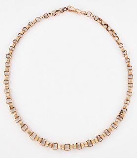 A VICTORIAN CHAIN NECKLACE, adapted from an albert chain, o