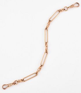 A 9CT ROSE GOLD LONG AND SHORT LINK BRACELET, converted fro