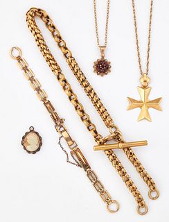 A GROUP OF JEWELLERY, comprising; A MALTESE CROSS PENDANT, 